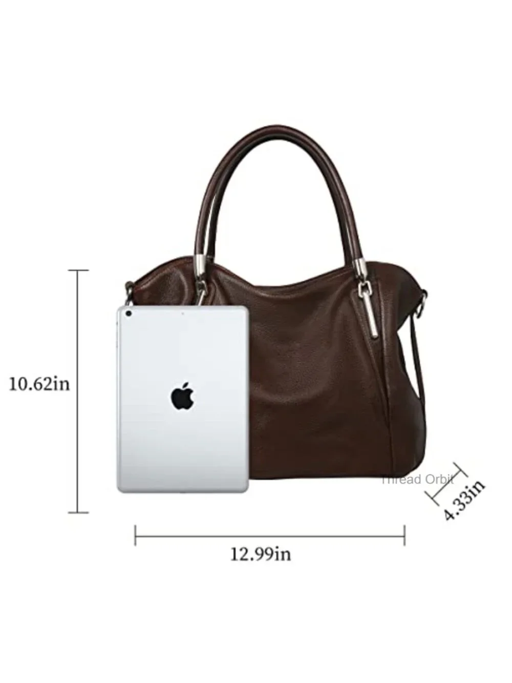 Genuine Leather Hobo Tote Bag with Detachable Crossbody Strap